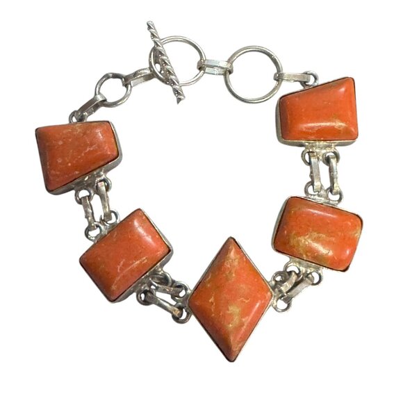 Red Jasper and STerling Silver Bracelet - Picture 1 of 5